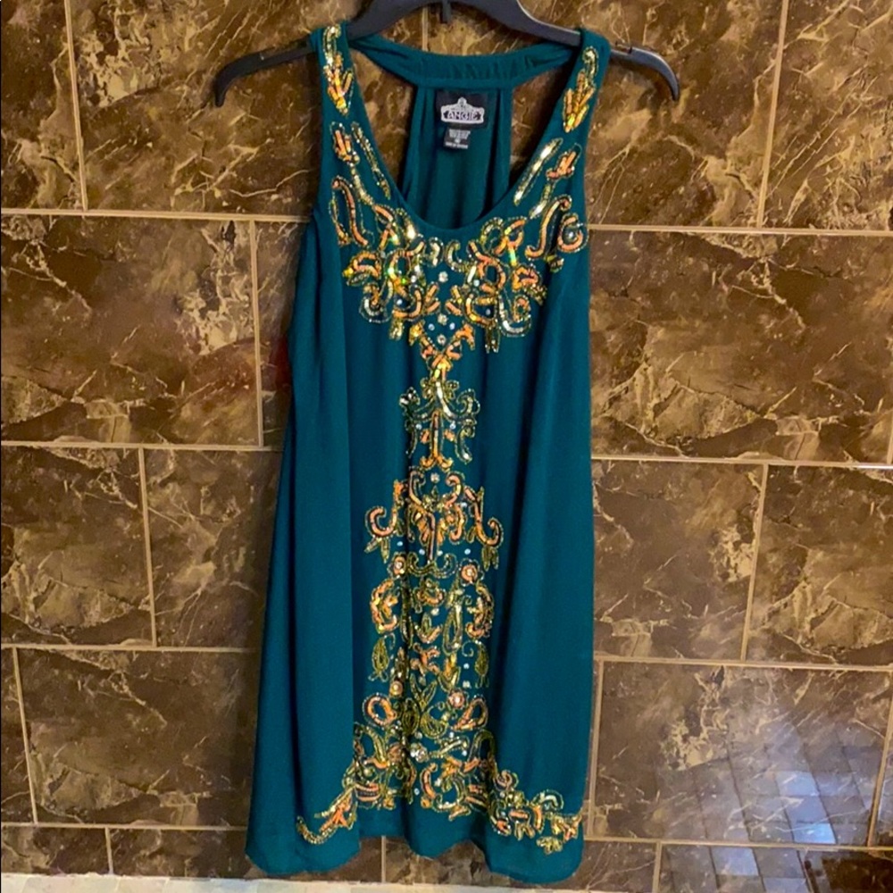 Green and gold sequins special occasion dress - Picture 1 of 4